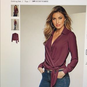 Burgundy Venus tie front top. Size 8 - EUC